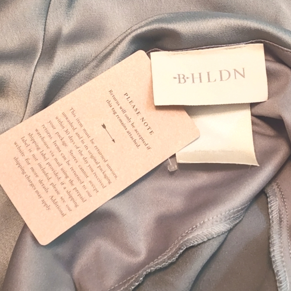 BHLDN/Anthropologie Dress Charmeuse Spaghetti Strap Satin Maxi Blue Plus Size 14 - Picture 10 of 16